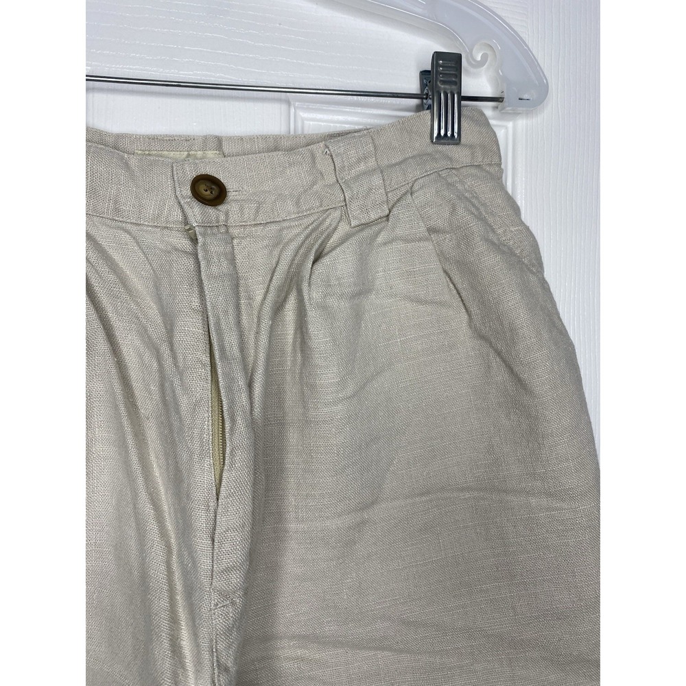 Vintage Gap Women's 100% Linen High Rise Shorts Beige 10- Read - Picture 2 of 6